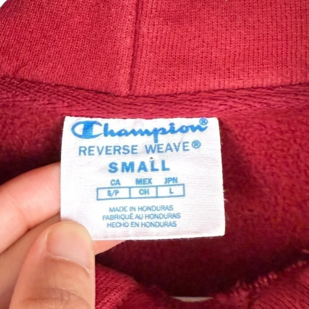 Champion Mens‎ Reverse Weave Hoodie Sweatshirt Size S Red Pullover Athletic Gym